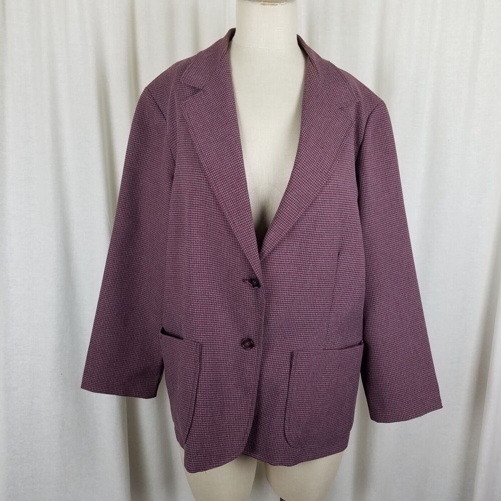Vintage Chestnut Hill Sportswear Wool Houndstooth Plaid Blazer Jacket Womens M L